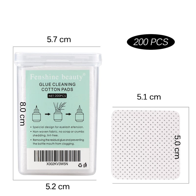 fenshine 200 Pcs Glue Cleaning Cotton Pads Non-Woven Fabric Wipes Glue Wiping Cloth for Clean Lash Extension Glue, Tweezers,Lash Glue Holder Pads, Glue Bottle Mouth - Image 2